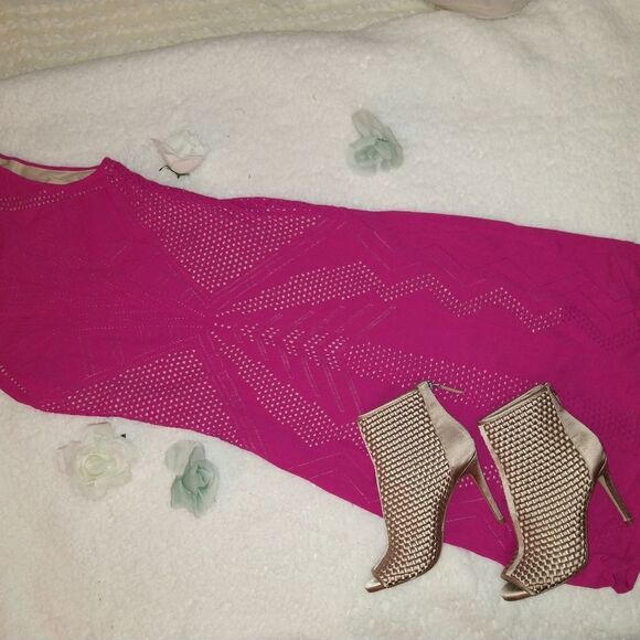 NY and Co Hot Pink Knit Dress - Picture 1 of 7